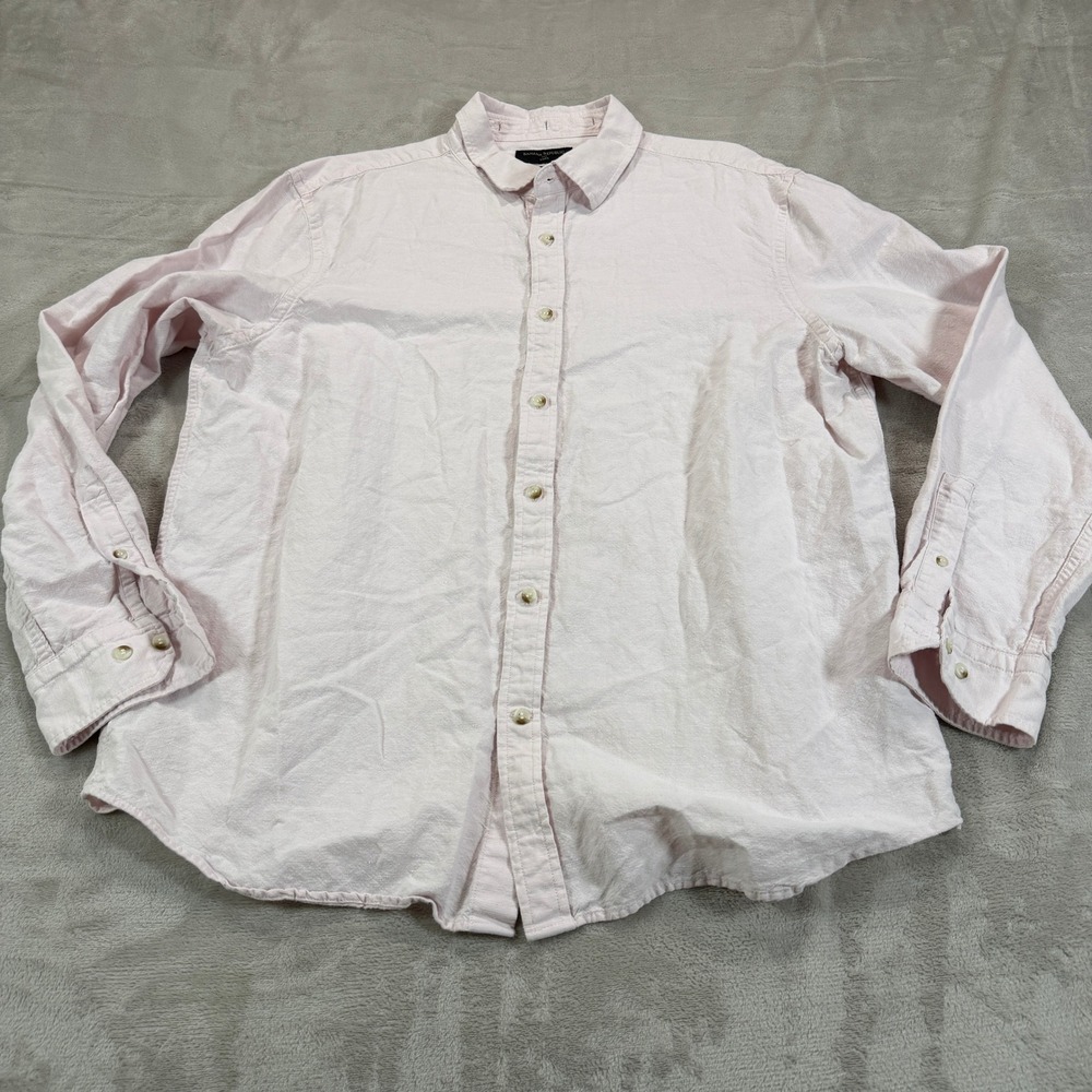 Banana Republic Mens XL Pink Linen Untucked Fit Long Sleeve Button Down Shirt